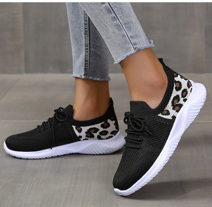 Leopard Print Lace-up Sneakers Sports