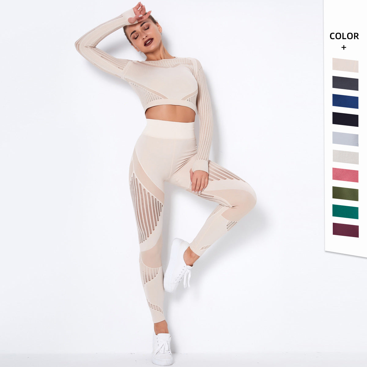 Absorbent long-sleeved yoga suit