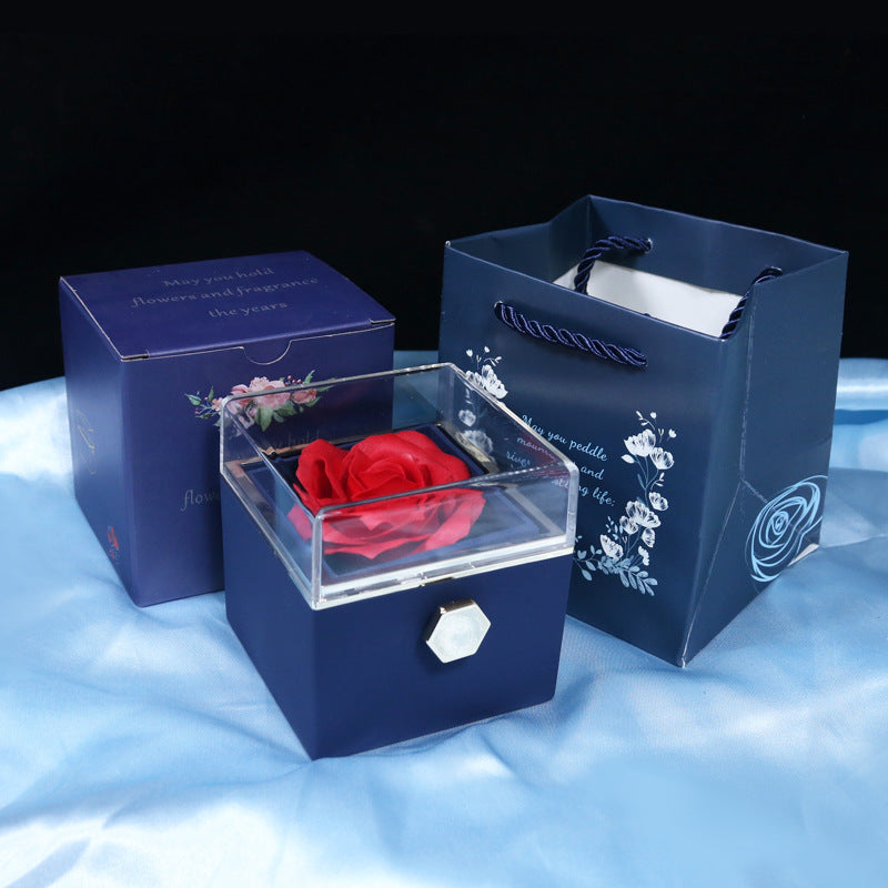 Rotating Soap Flower Rose Jewelry Packaging Box Gift For Women