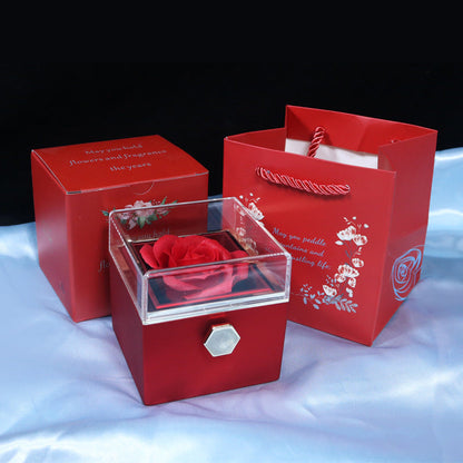 Rotating Soap Flower Rose Jewelry Packaging Box Gift For Women