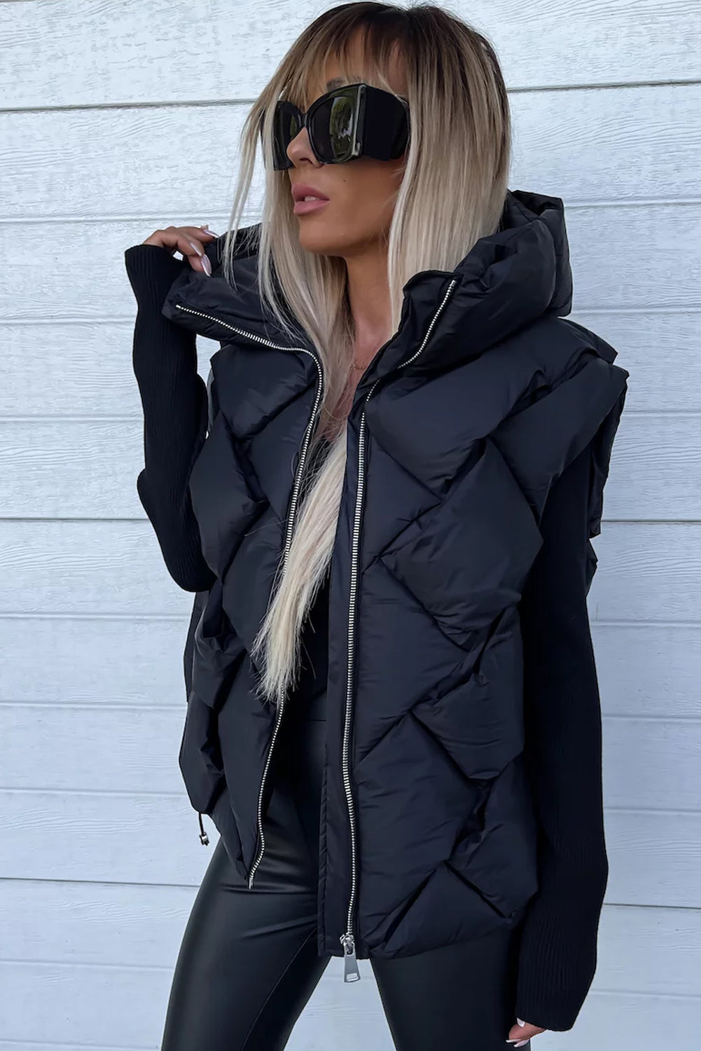 Hooded thermal vest coat