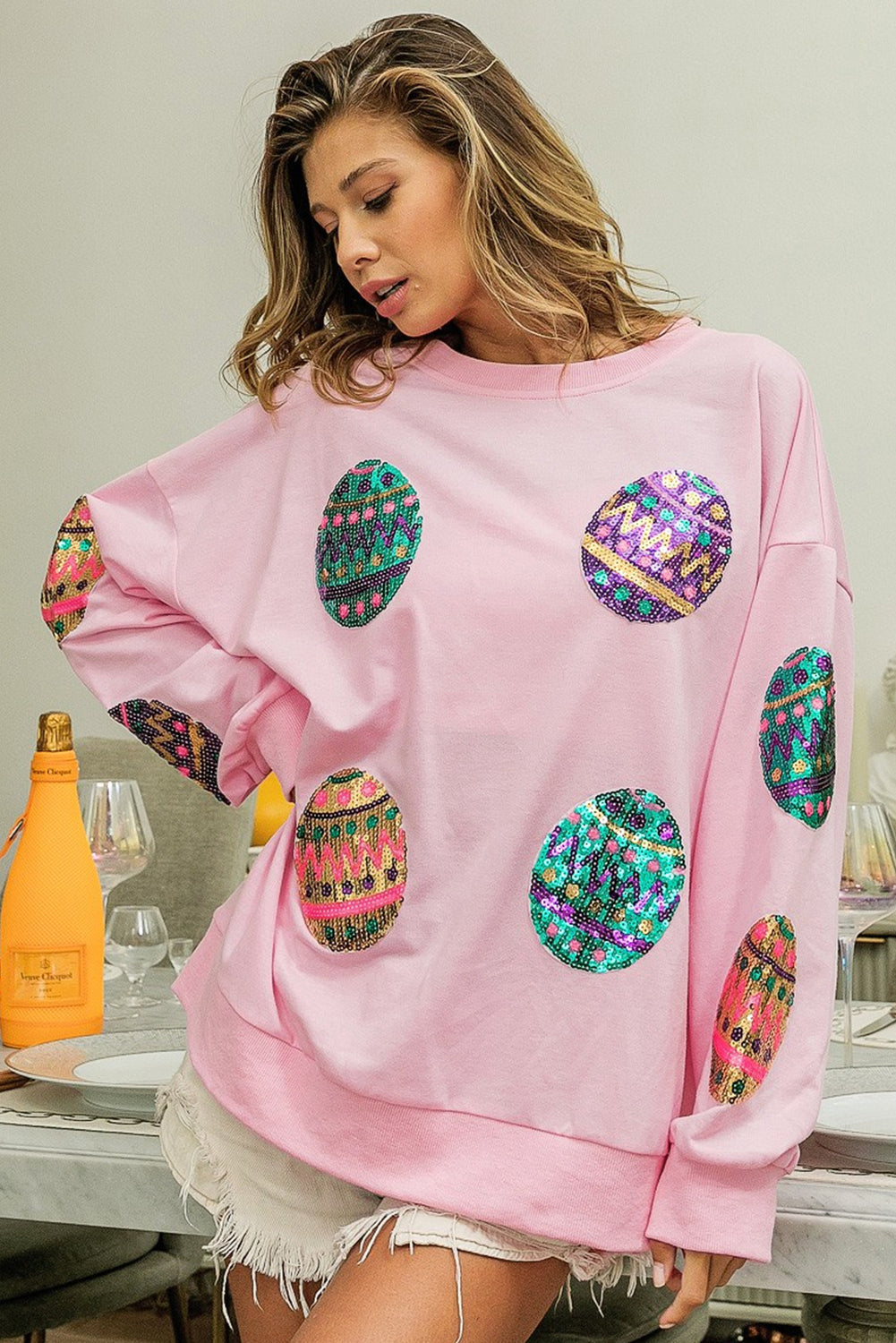 Oversized sweatshirt with Easter egg print