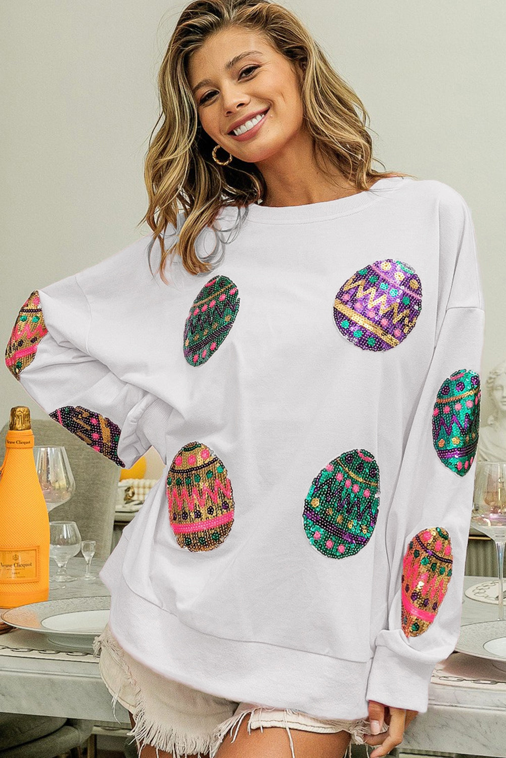 Oversized sweatshirt with Easter egg print