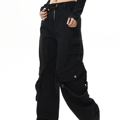 Straight Washed Drawstring Pants With Drawstring