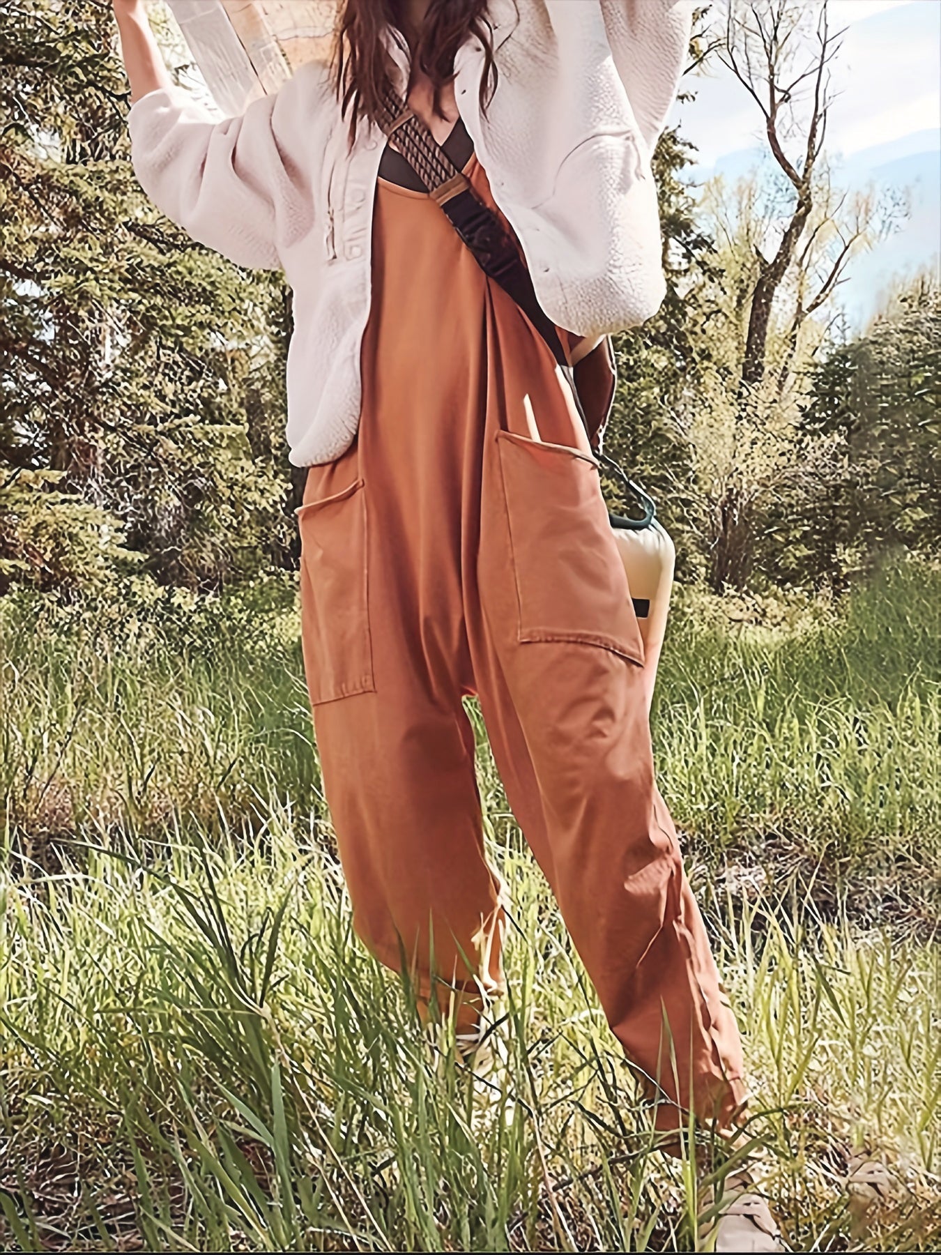 Summer loose jumpsuit with pockets.