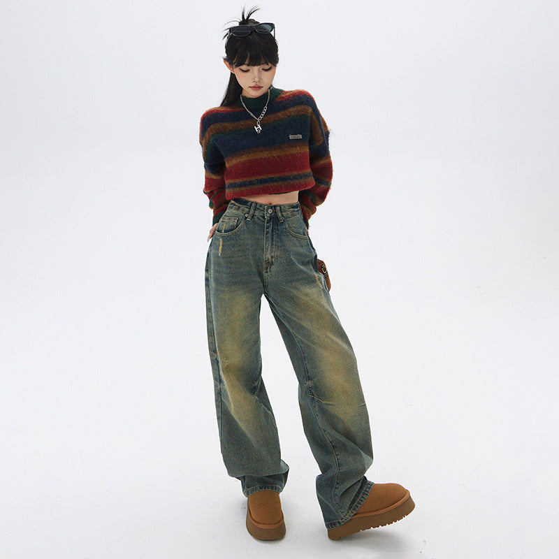 Vintage high-waist wide-leg jeans