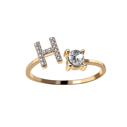 New Design Adjustable Initial Letter Ring