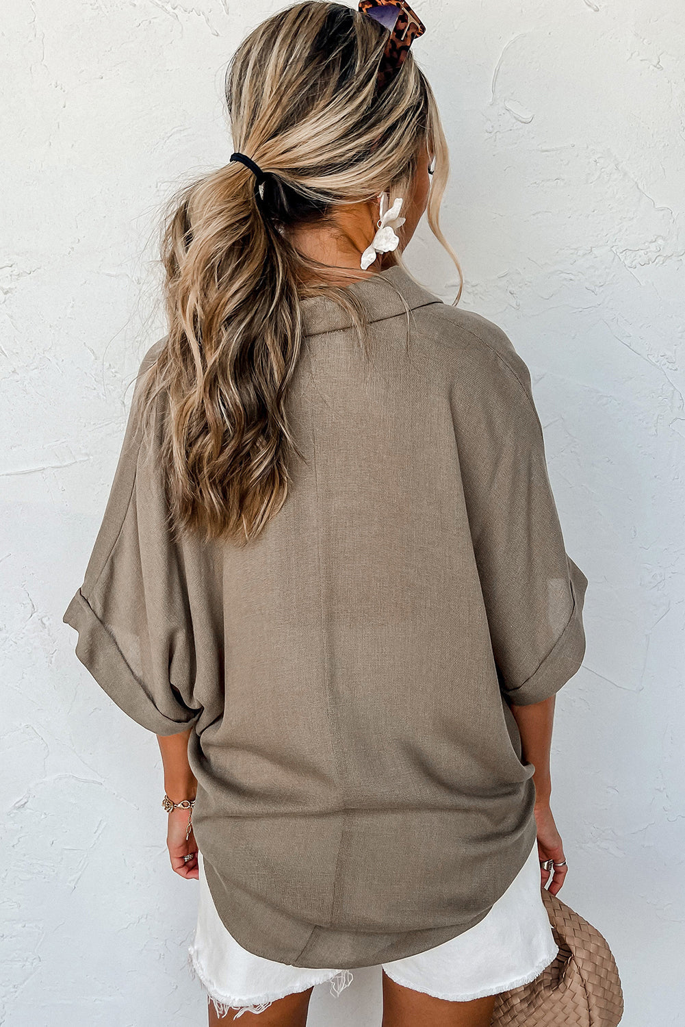 Oversized shirt with batwing sleeves