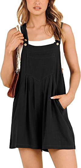 Casual summer short bib overalls.