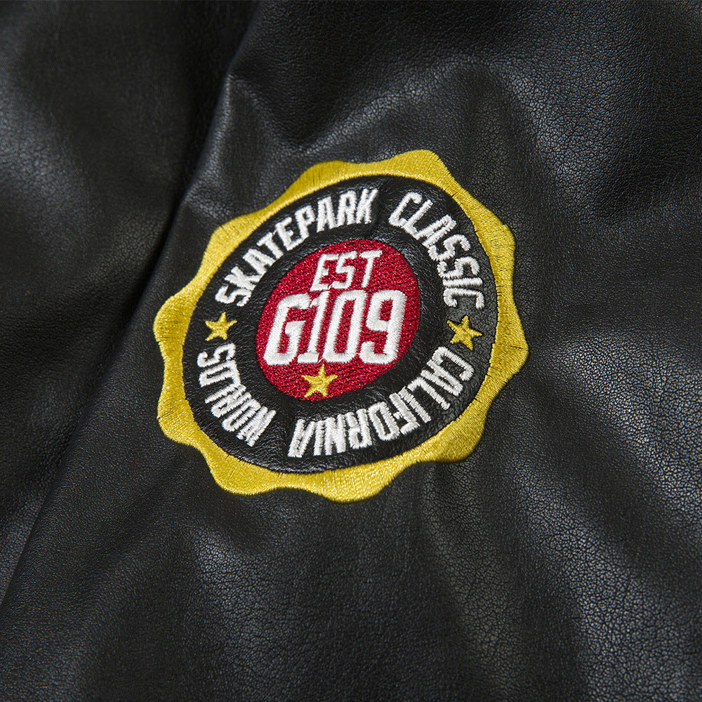 Stylish motorcycle jacket with embroidery