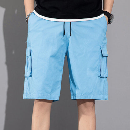 Summer beach pants, multi-pocket drawstring.