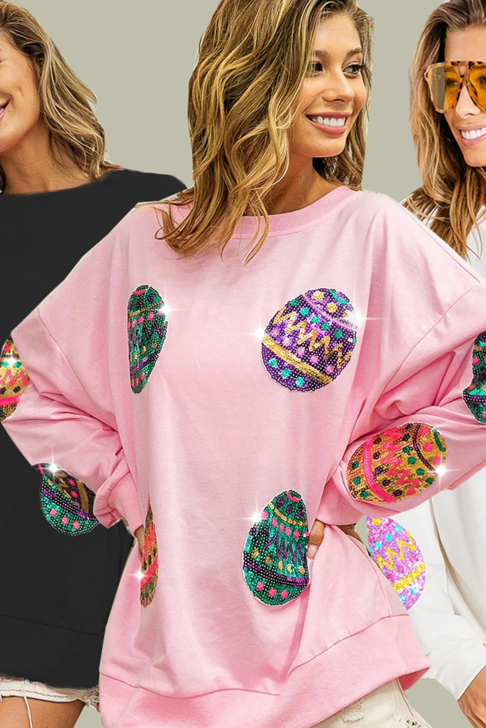 Oversized sweatshirt with Easter egg print