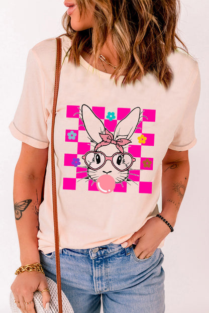 Pink Easter tee with rabbit