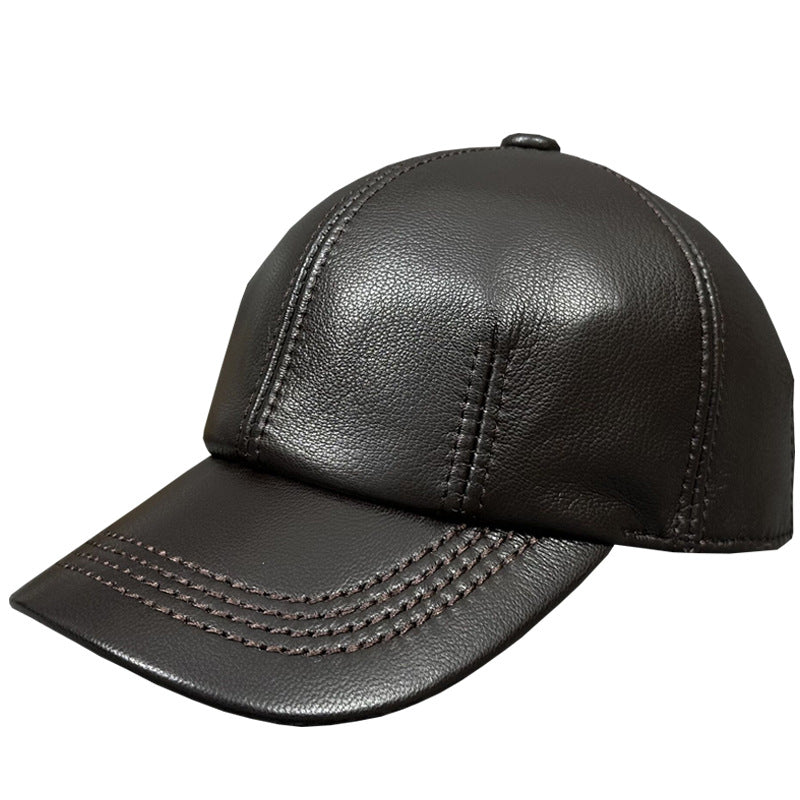 Versatile men's leather baseball cap