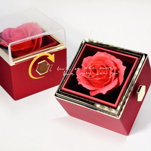 Rotating Soap Flower Rose Jewelry Packaging Box Gift For Women