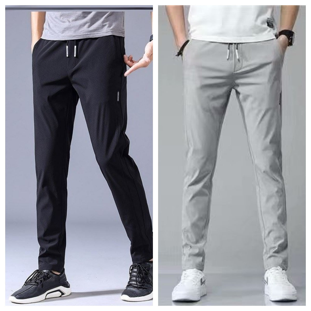 Drawstring Trousers Thin Casual Pants Straight Sweatpants