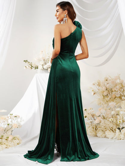 Long Sleeveless One-shoulder Three-dimensional Dress