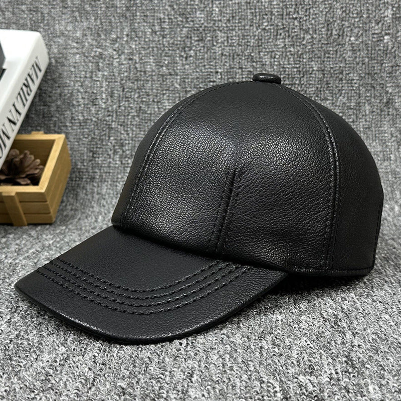 Versatile men's leather baseball cap