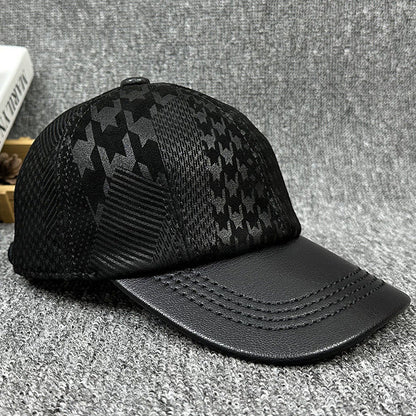 Versatile men's leather baseball cap