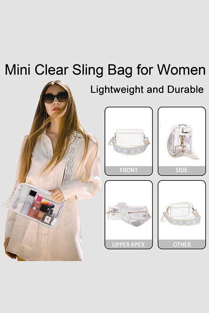 Stylish clear shoulder bag design.