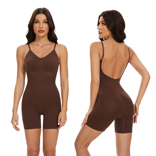 Streamlined, postpartum-enhancing body shaper jumpsuit