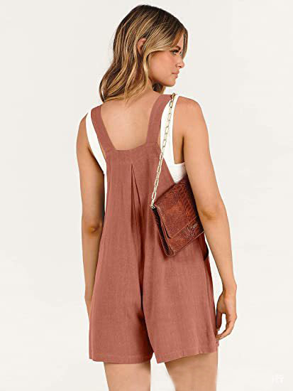 Casual summer short bib overalls.