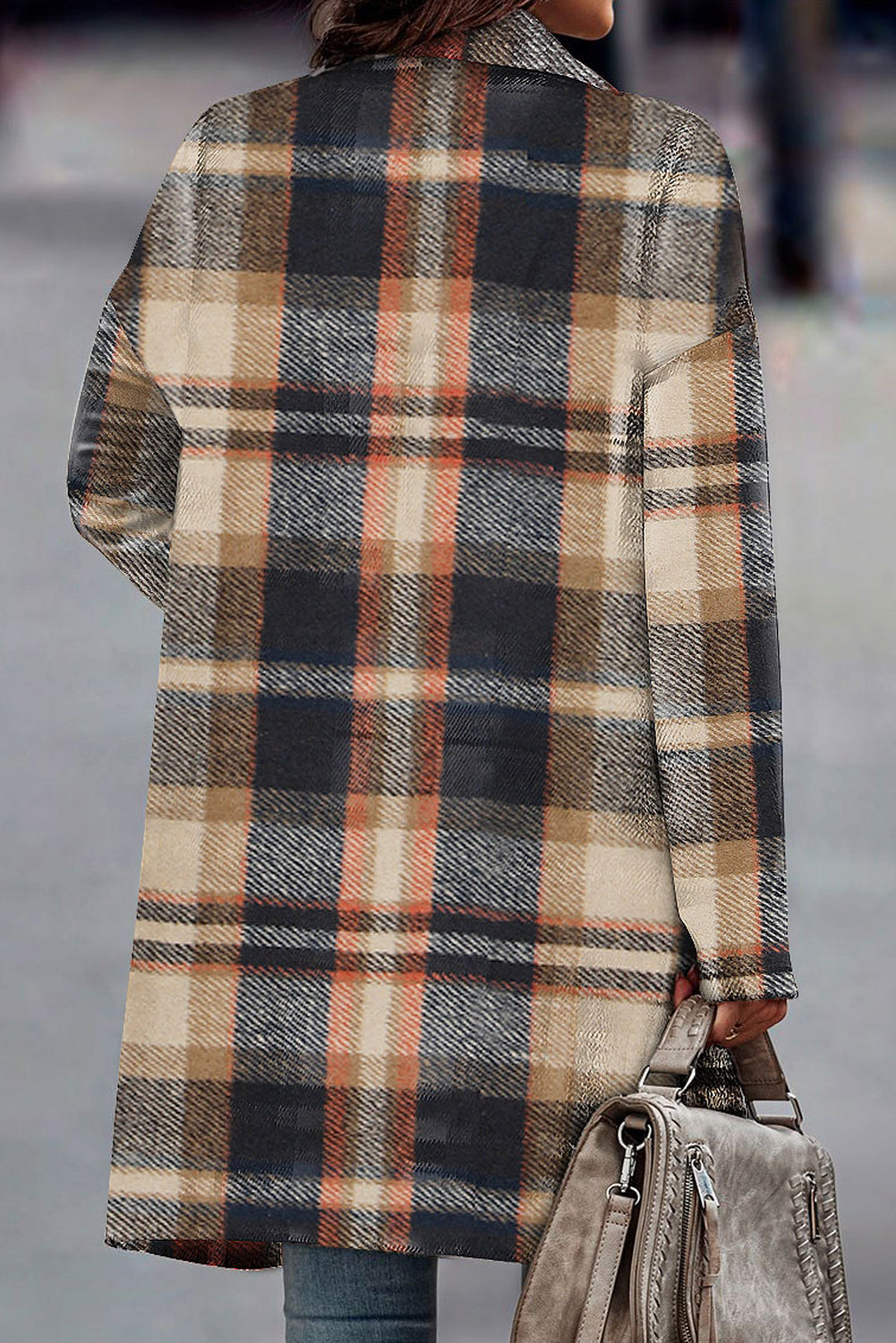 Long lapel collar plaid