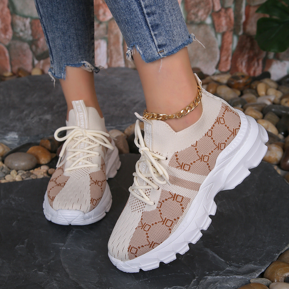 Breathable Canvas Sneakers Mesh Lace Up Flat Shoes