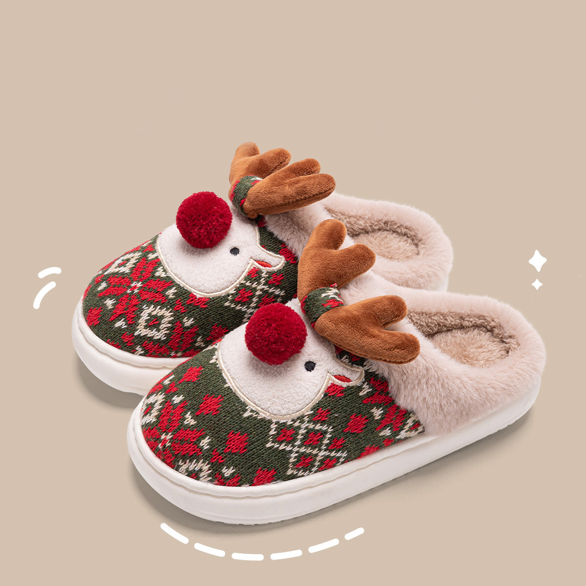 Cozy Elk Christmas Slippers