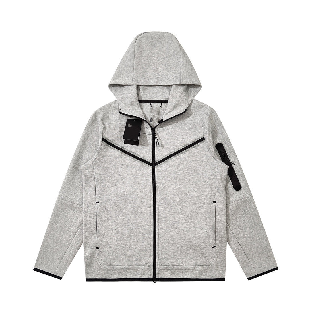 Air Layer Cotton Knit Hooded Jacket Zipper