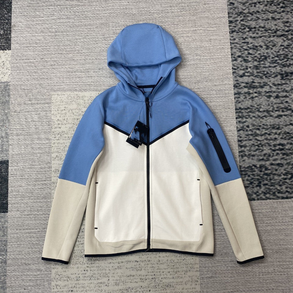 Air Layer Cotton Knit Hooded Jacket Zipper