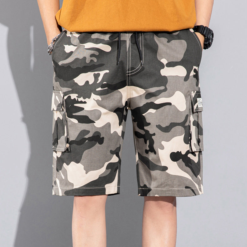 Summer beach pants, multi-pocket drawstring.