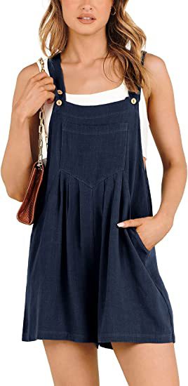 Casual summer short bib overalls.