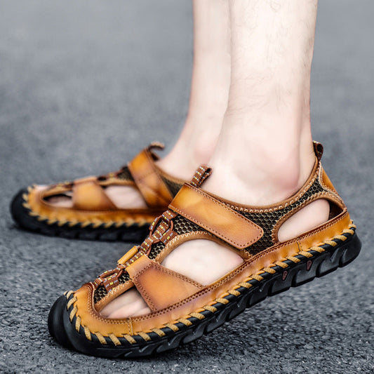 Summer Men's Outdoor Plus Size Leather Sandals