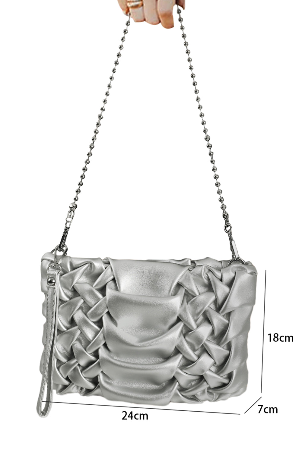 Chic textured leather shoulder bag.