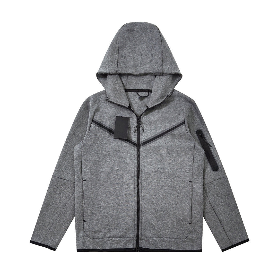 Air Layer Cotton Knit Hooded Jacket Zipper