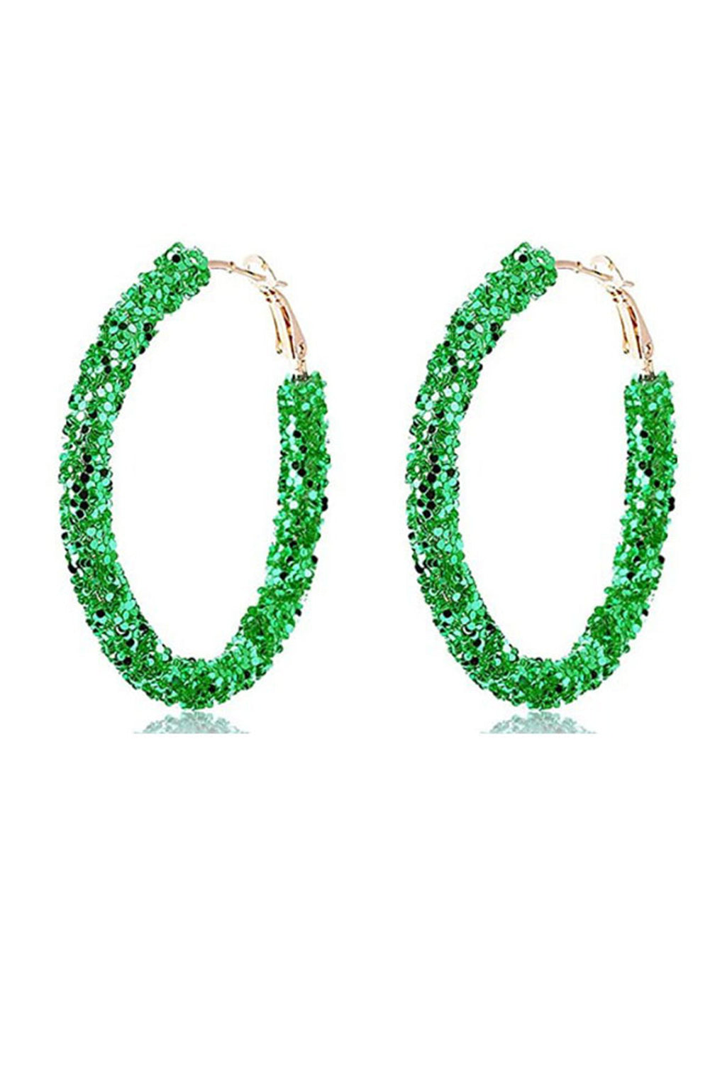 St. Patrick's sequin hoop earrings, green.