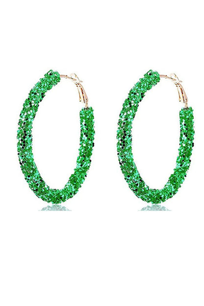 St. Patrick's sequin hoop earrings, green.