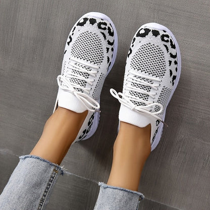 Leopard Print Lace-up Sneakers Sports