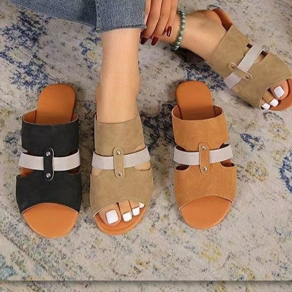 Fish Mouth Sandals With Belt Buckle Design Slippers