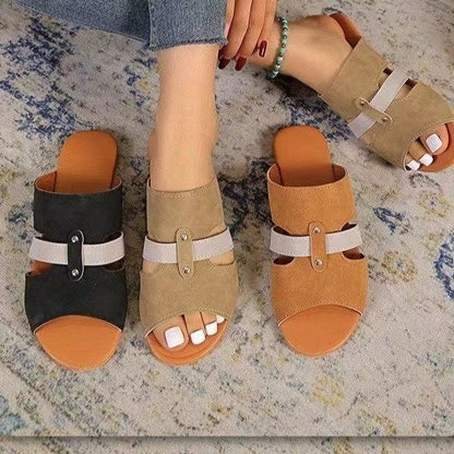 Fish Mouth Sandals With Belt Buckle Design Slippers