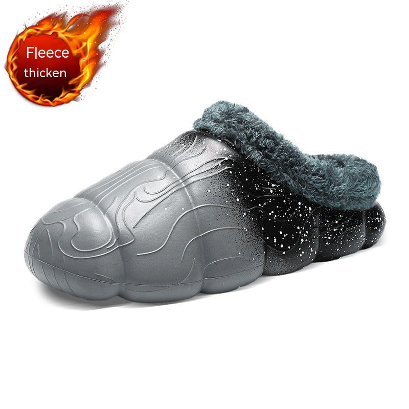 Cozy fleece-lined indoor platform slippers