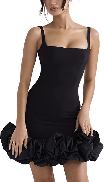 Women's Fashion Suspender Ruffle Dress