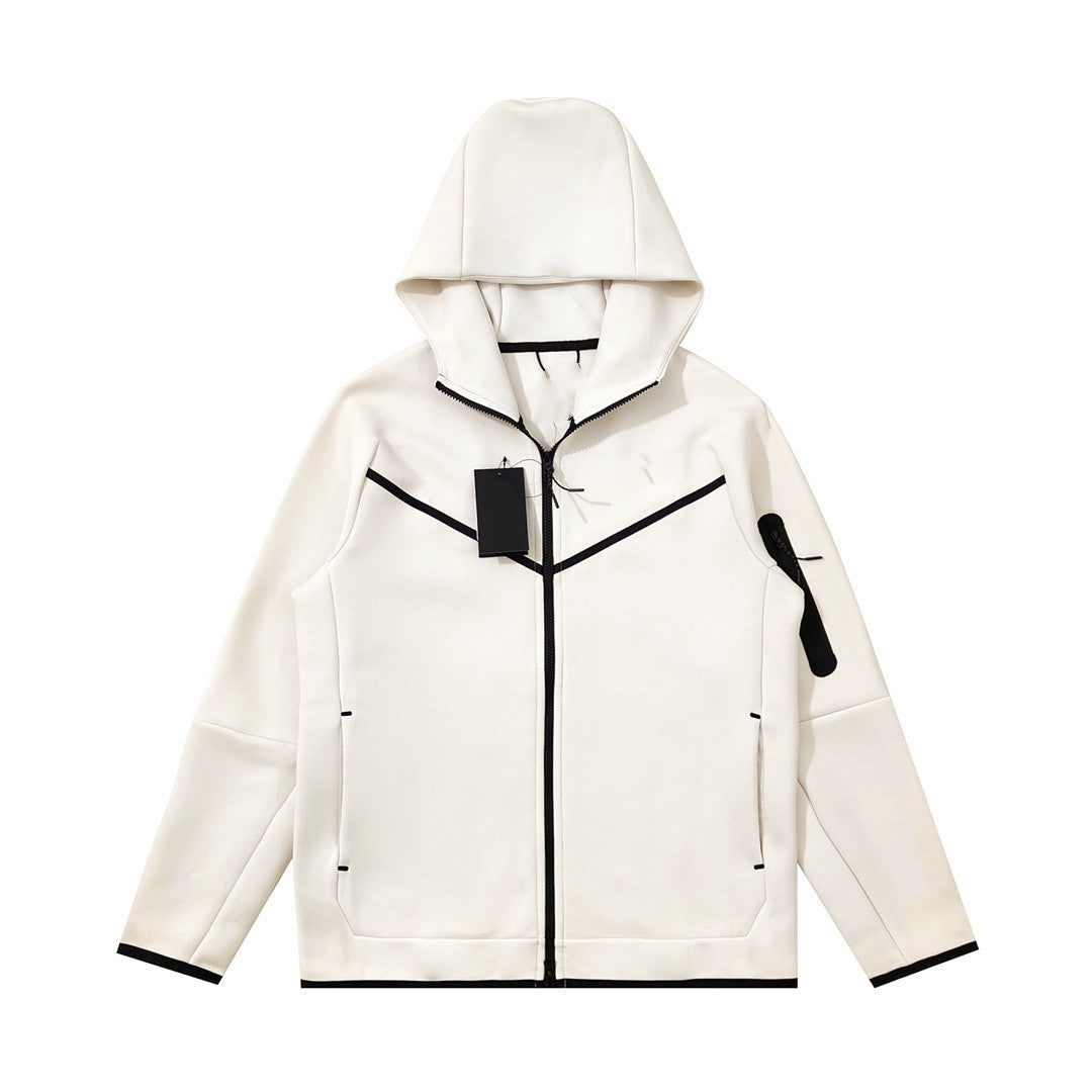 Air Layer Cotton Knit Hooded Jacket Zipper