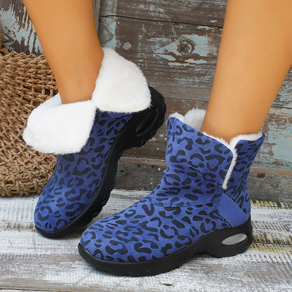 Leopard Print Boots Women's Thick-soled Warm Plush Snow